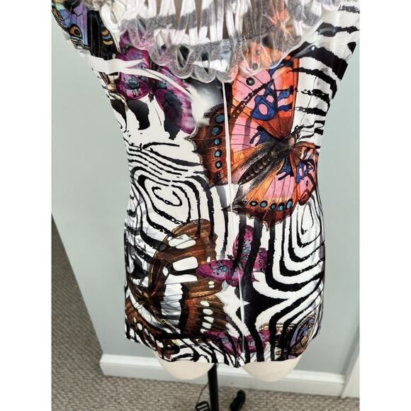 Boston Proper Blouse Top MED Multicolor Butterfly Art To Wear Fairycore - Picture 3 of 7
